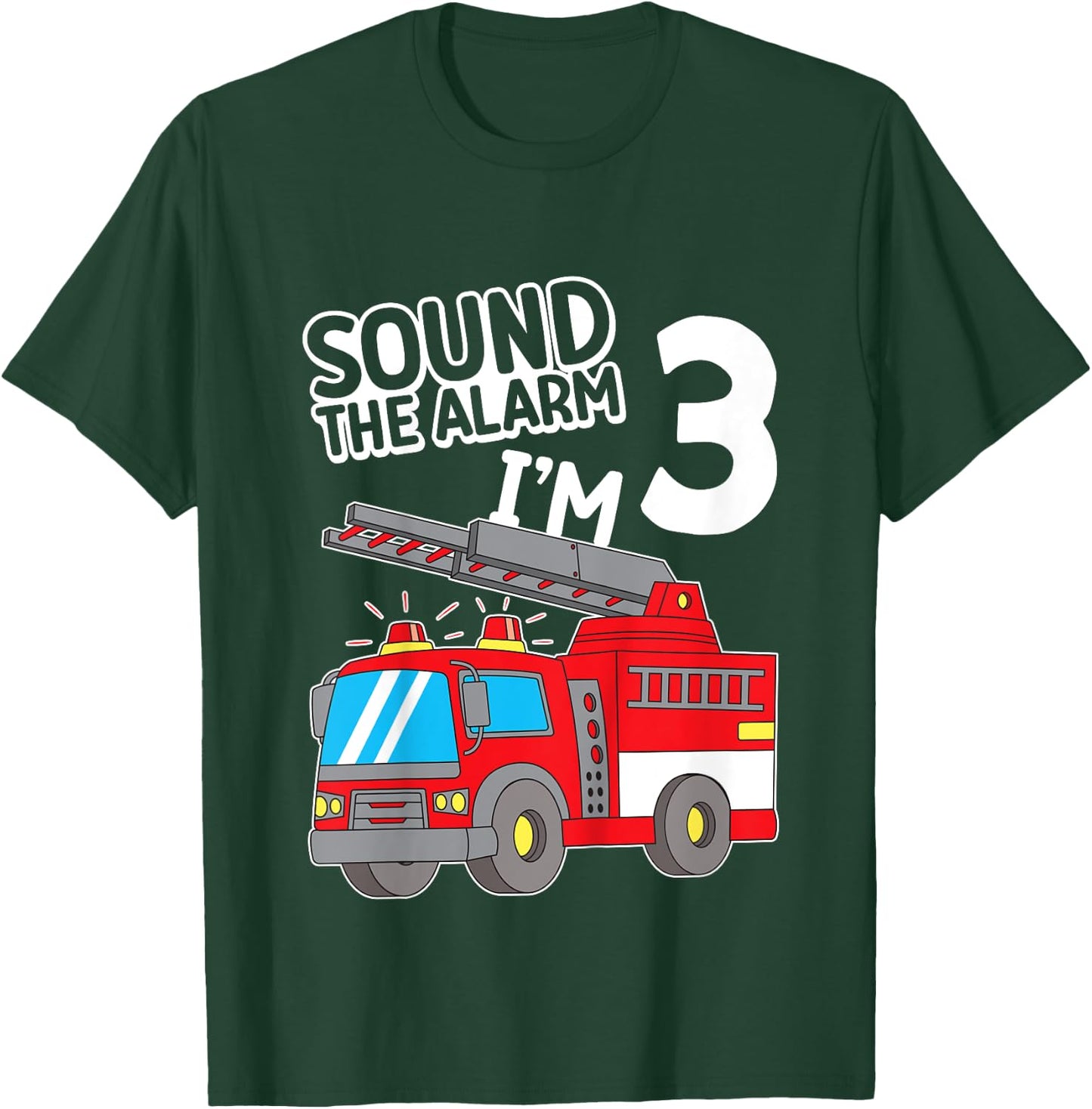 Kids Firefighter I'm 3 Birthday Fire Truck 3rd birthday T-Shirt - T-Shirt | Forest