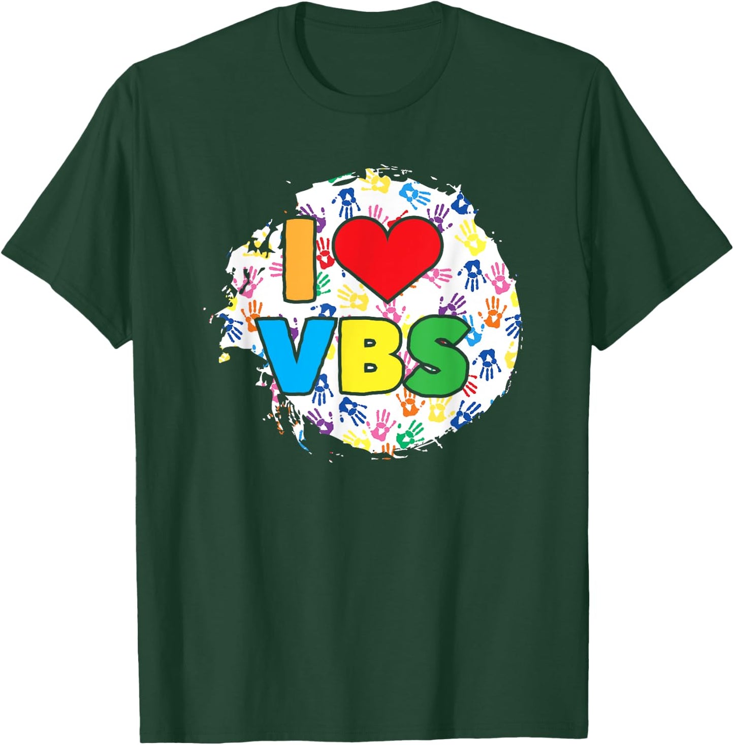 Vacation Bible School Handprints I Love VBS T-Shirt - T-Shirt | Forest