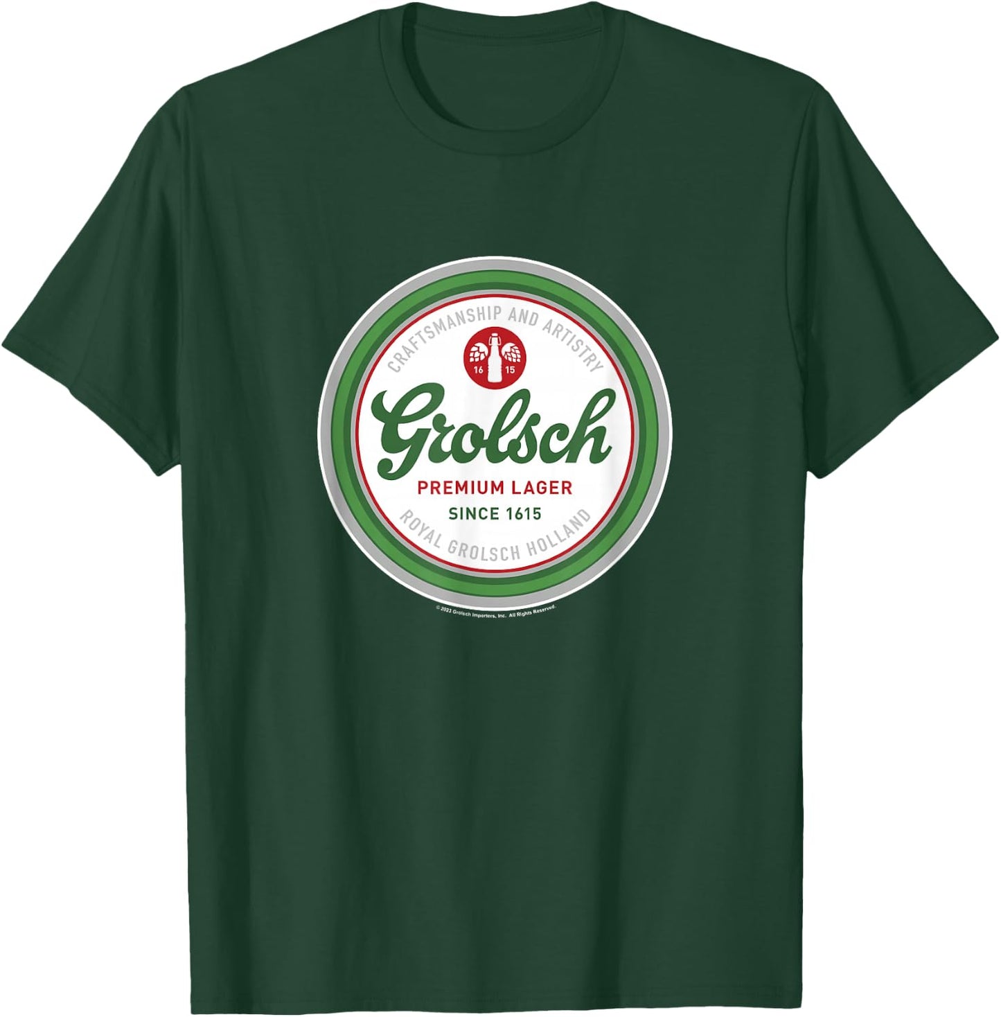 Coors Brewing Company Grolsch Premium Beer Since 1615 Badge T-Shirt - T-Shirt | Forest