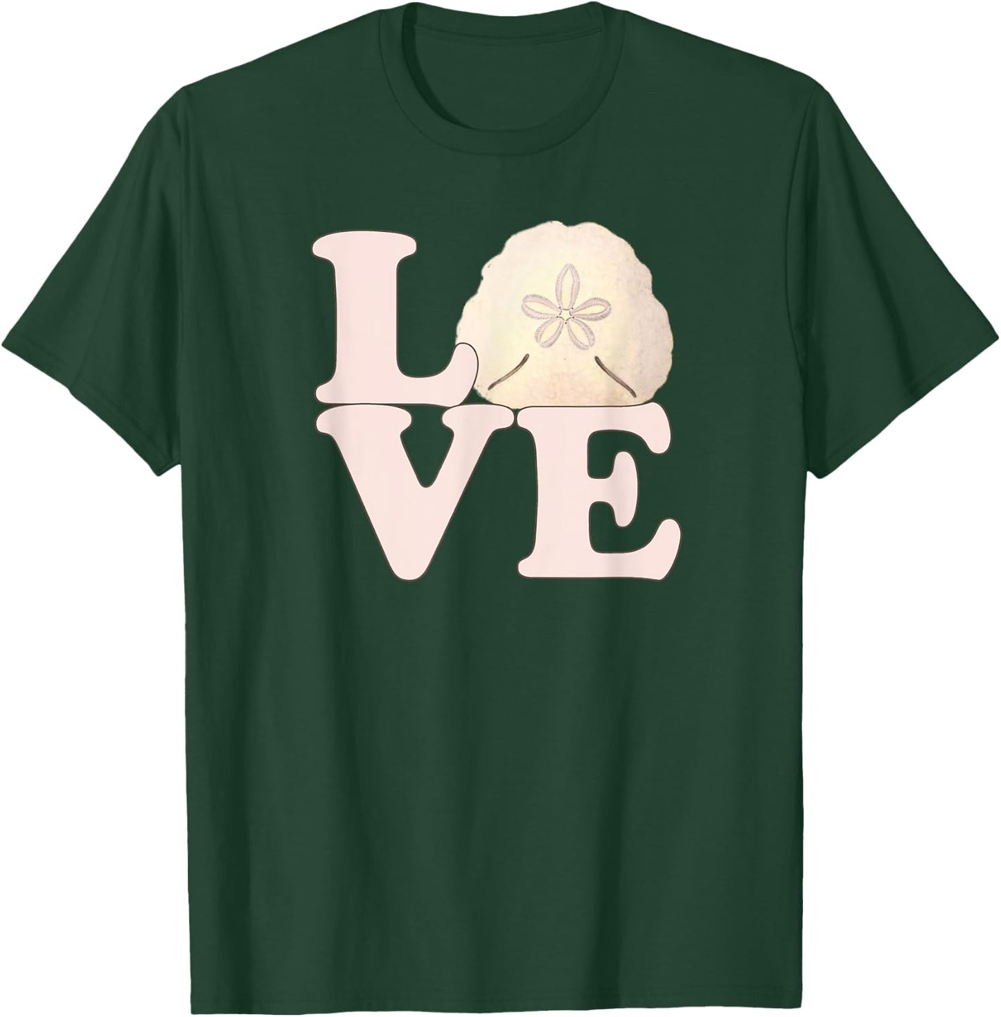 Sand Dollar Shell Vintage Illustration Stacked LOVE T-Shirt - T-Shirt | Forest