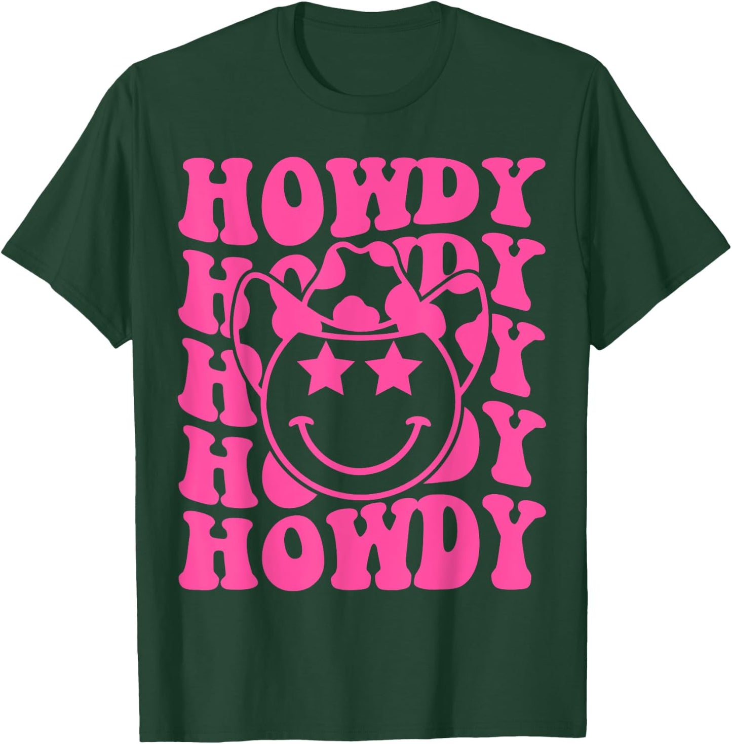Pink Howdy Smile Face Rodeo Western Country Southern Cowgirl T-Shirt - T-Shirt | Forest