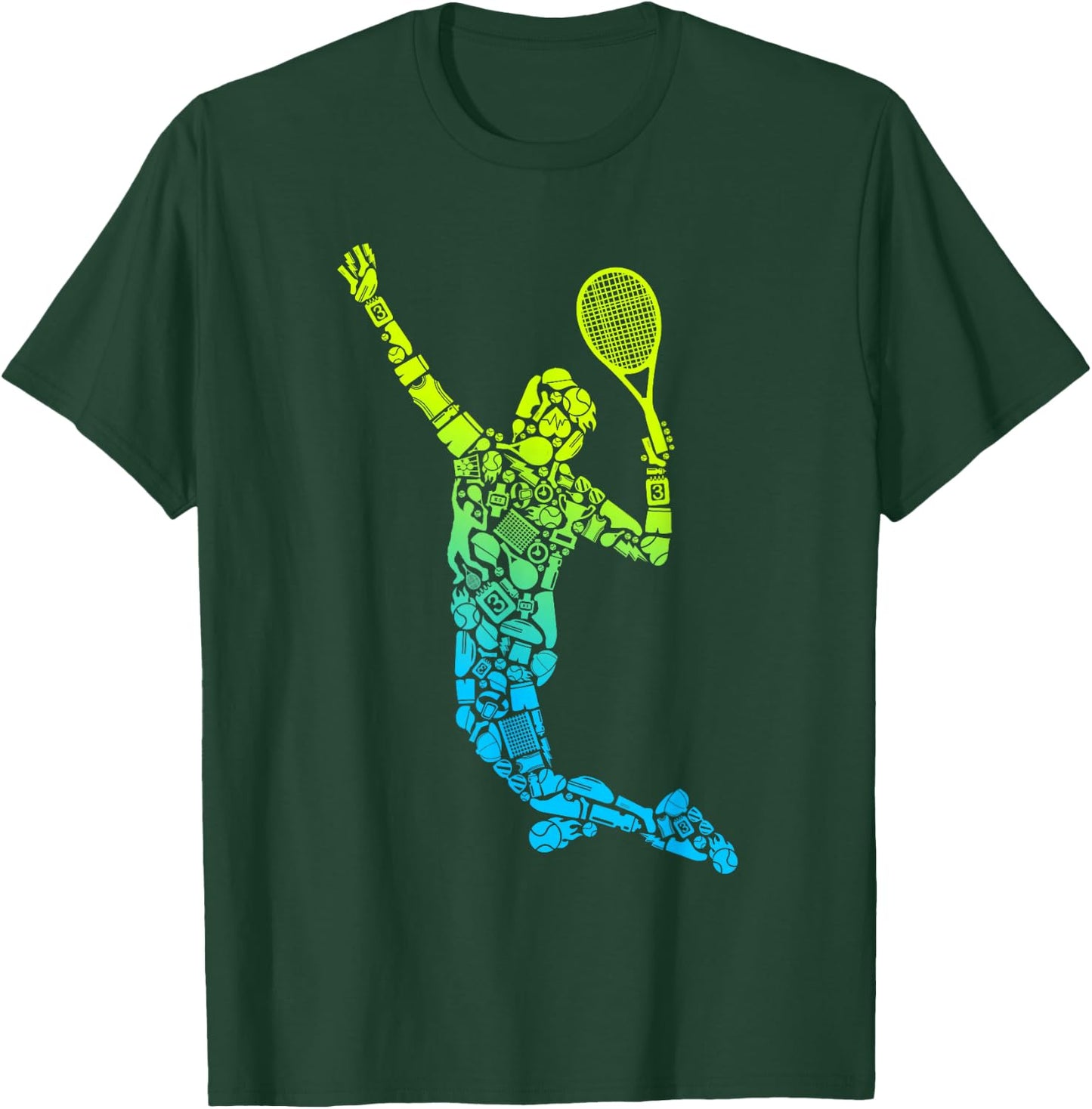Tennis Player Men Kids Boys Tennis T-Shirt - T-Shirt | Forest