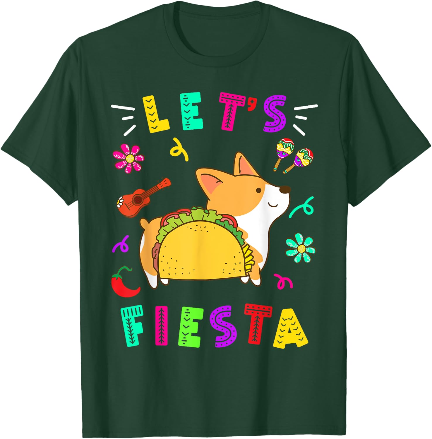 Cinco De Mayo Corgi Let’s Fiesta Camisa 5 De Mayo Mexican T-Shirt - T-Shirt | Forest