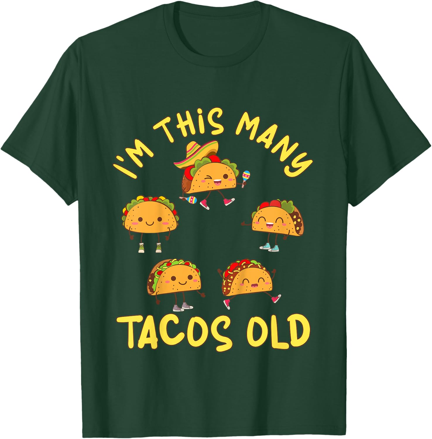 5 Years Old Girl Tacos Old 5th Birthday Kids T-Shirt - T-Shirt | Forest