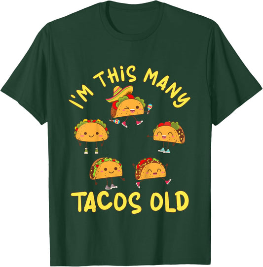 5 Years Old Girl Tacos Old 5th Birthday Kids T-Shirt - T-Shirt | Forest
