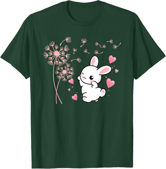 Cute Rabbit Dandelion Garden Flower Bunny T-Shirt - T-Shirt | Forest