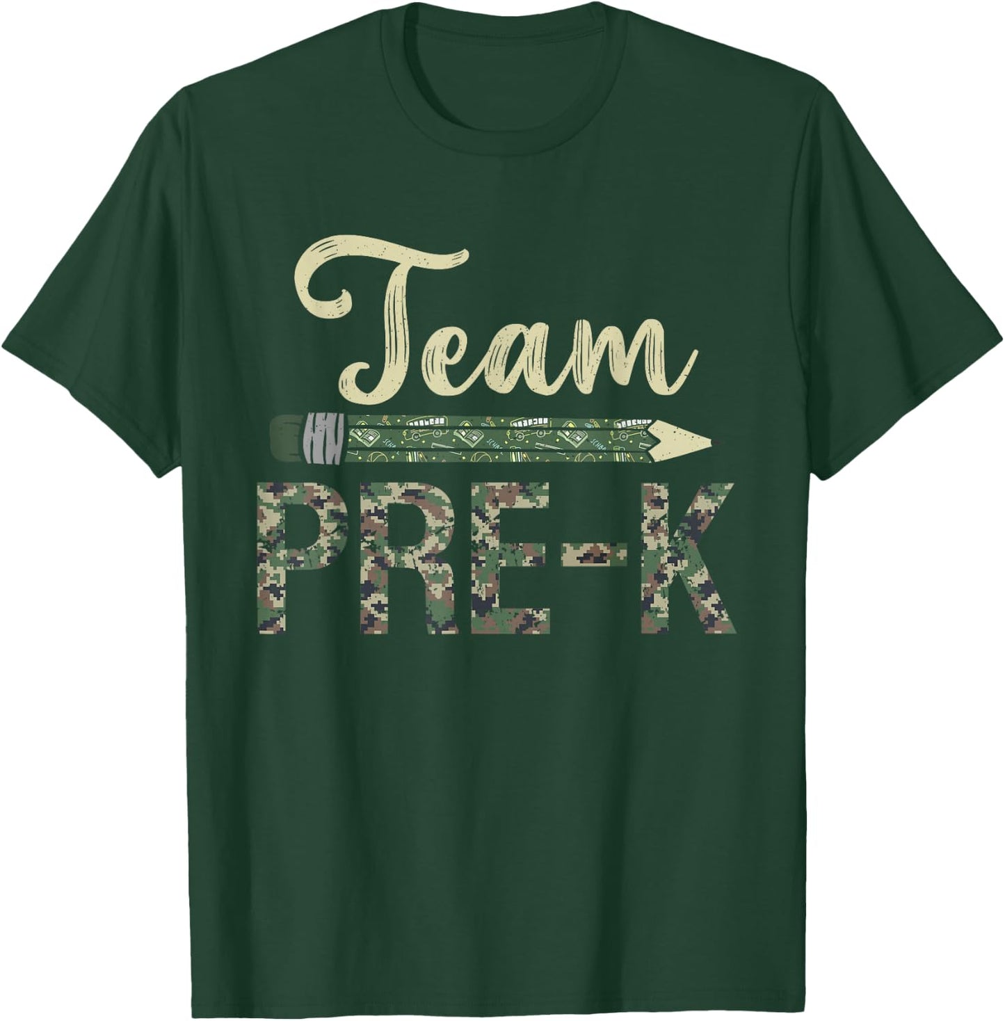 Team Pre-K Camo Pre-K Teacher Camouflage T-Shirt - T-Shirt | Forest