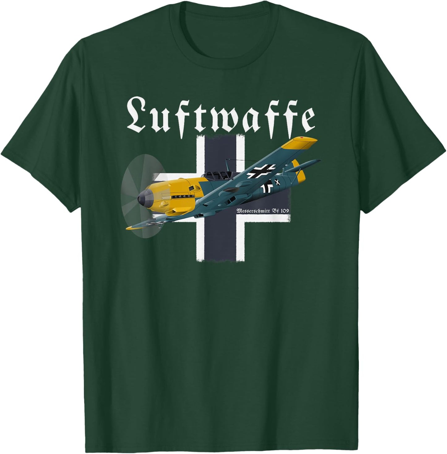 WW2 Aircraft Fighter I German Warbird I Messerschmitt BF-109 T-Shirt - T-Shirt | Forest