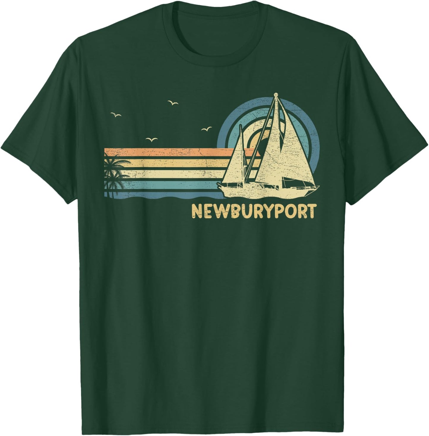 Newburyport Massachusetts Sailing Vacation Boating Sailboat T-Shirt - T-Shirt | Forest