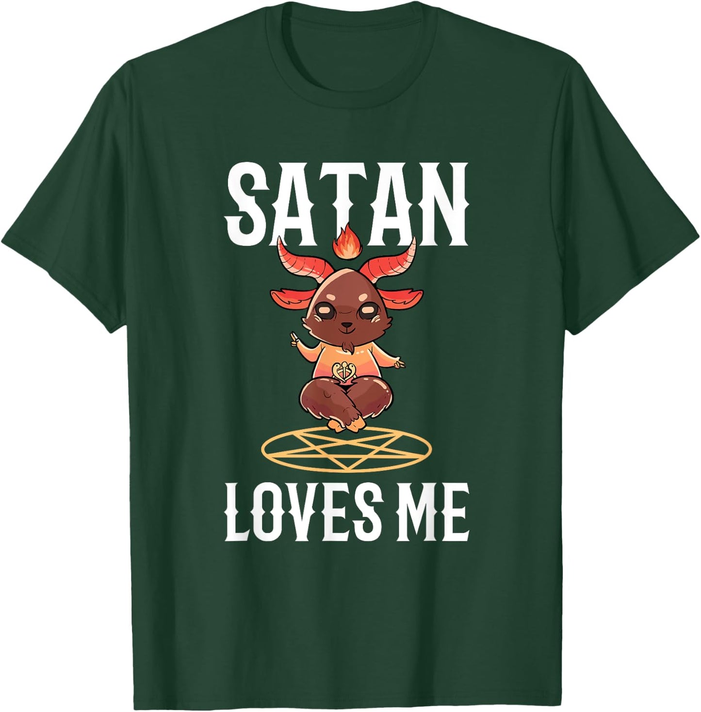 Funny Atheist Baphomet Goat Satan Loves Me T-Shirt - T-Shirt | Forest