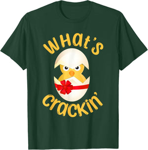 What's Crackin' Hatching Chick Funny Easter Egg Chicks T-Shirt - T-Shirt | Forest