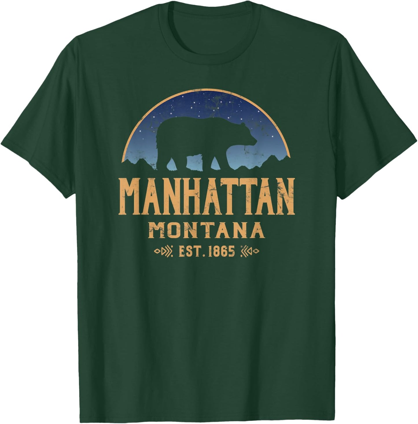 Manhattan Montana MT Big Sky Country Bear & Mountains T-Shirt - T-Shirt | Forest