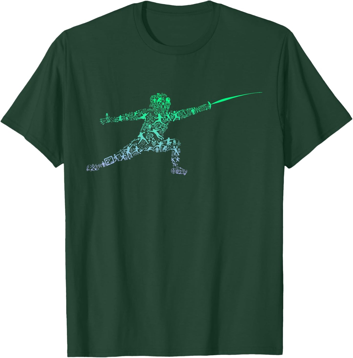 Fencing Stance for Fencer Swordfighting Boys Fencing T-Shirt - T-Shirt | Forest