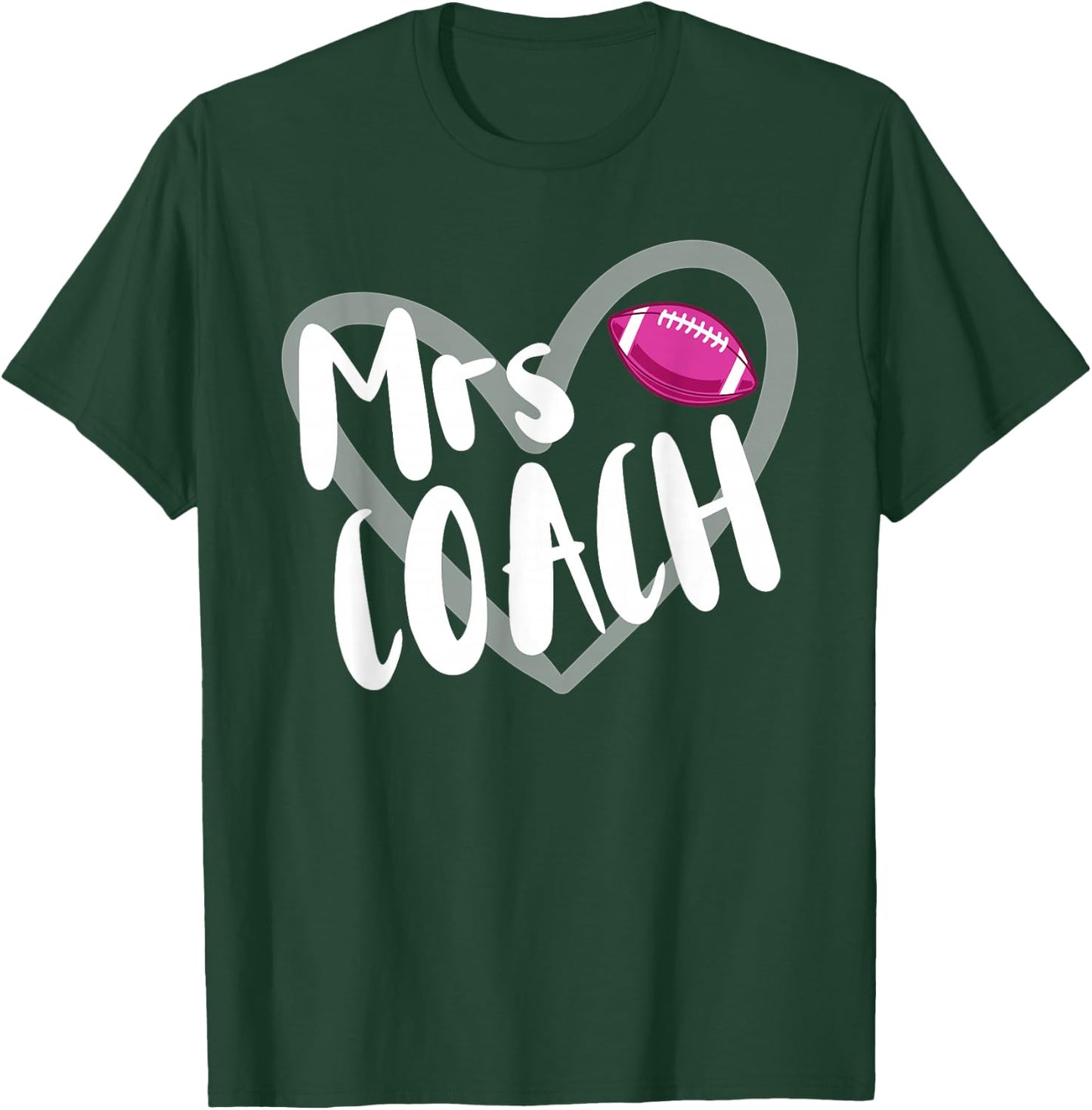 Funny Football Mrs Coach Wife Heart T-Shirt - T-Shirt | Forest