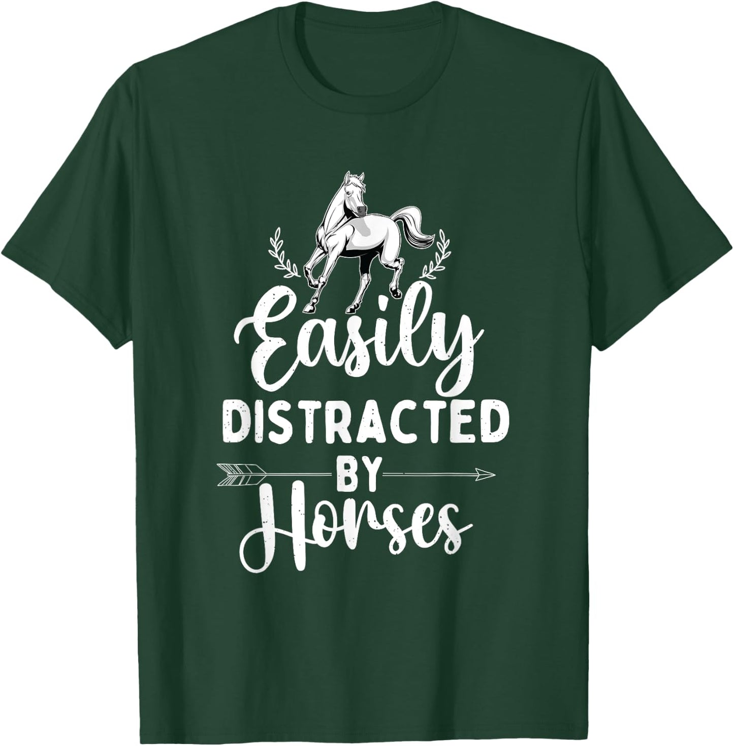 Easily Distracted By Horses - Horse Lover Horseback Riding T-Shirt - T-Shirt | Forest