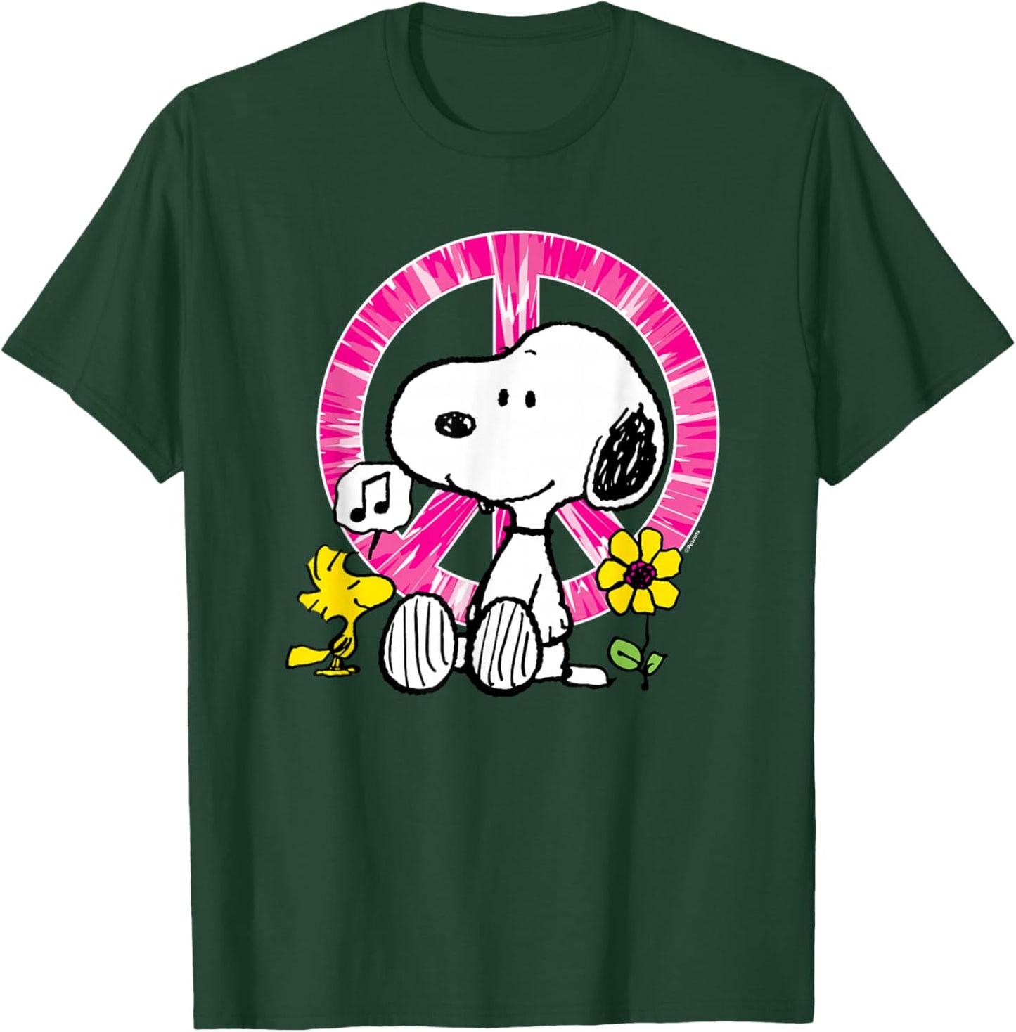 Peanuts - Snoopy Woodstock Peace Sign T-Shirt - T-Shirt | Forest