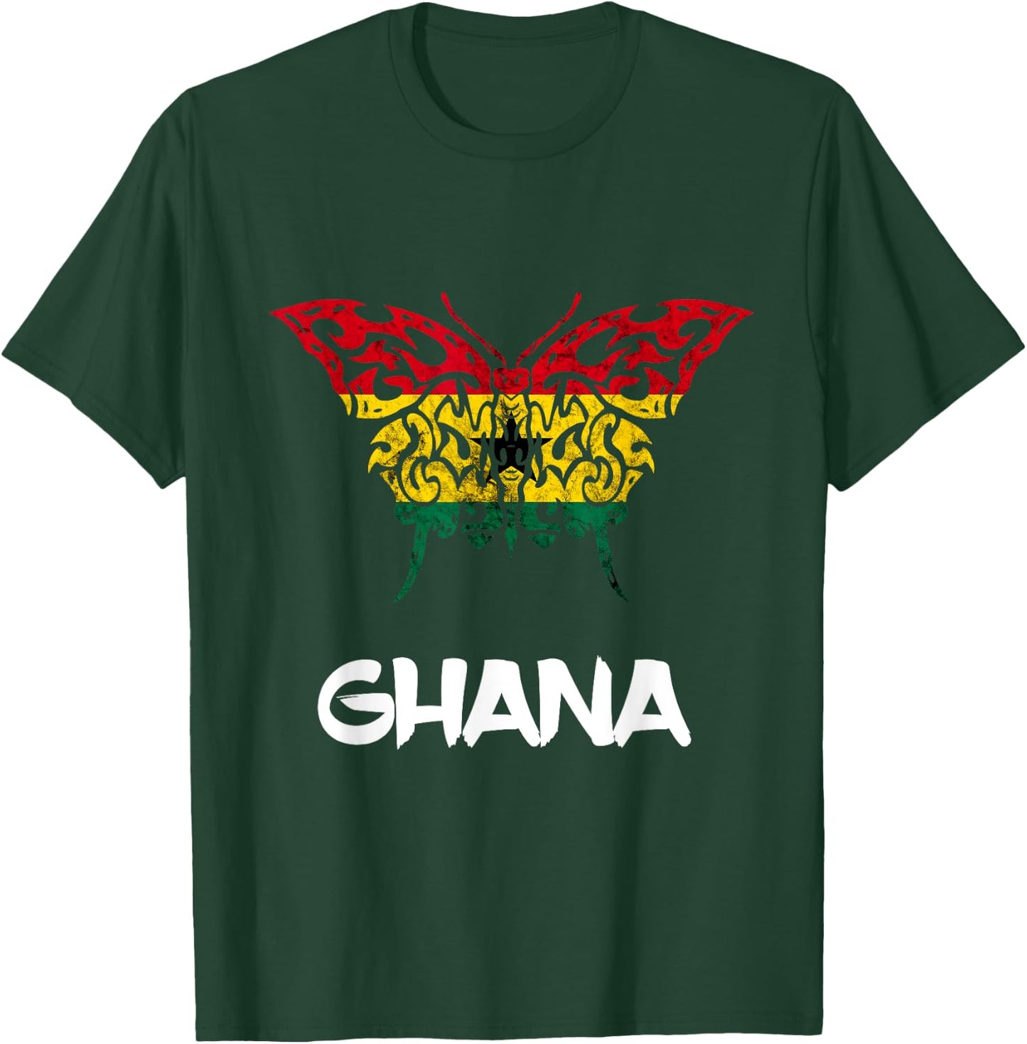 Ghana Butterfly Gothic Ghana Flag Ghanese Pride Africa T-Shirt - T-Shirt | Forest