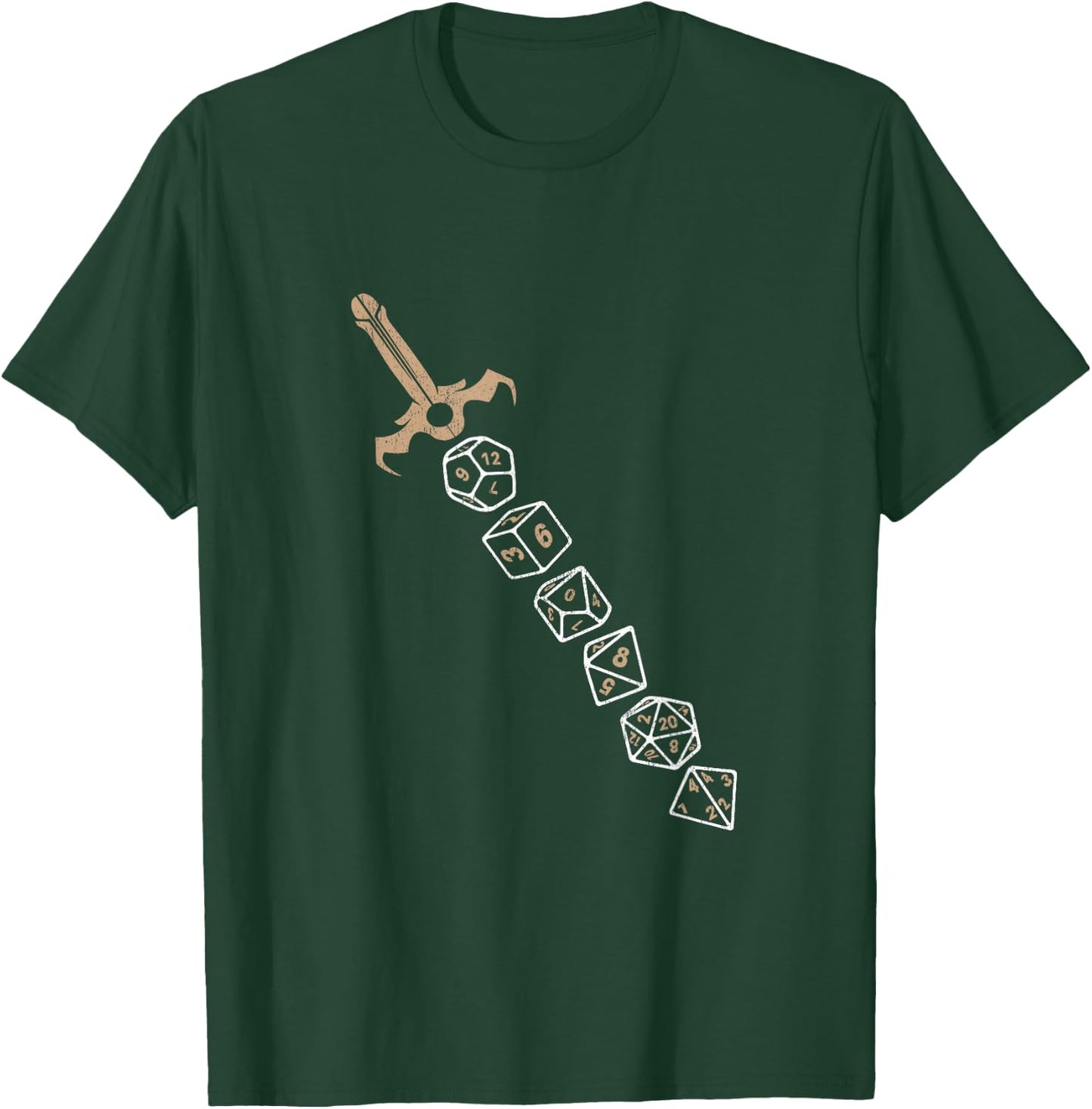 Polyhedral Dice Sword Role Playing Game Board Game Gamer T-Shirt - T-Shirt | Forest