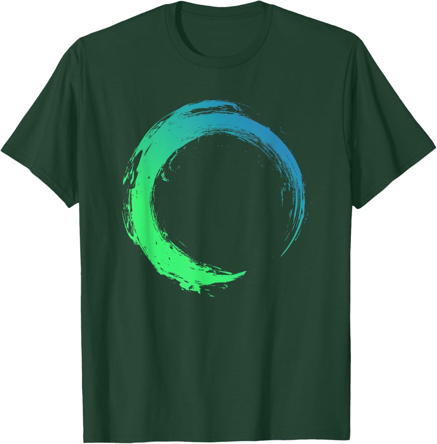 Colorful Ocean Water Enso Circle Brush Stroke T-Shirt - T-Shirt | Forest