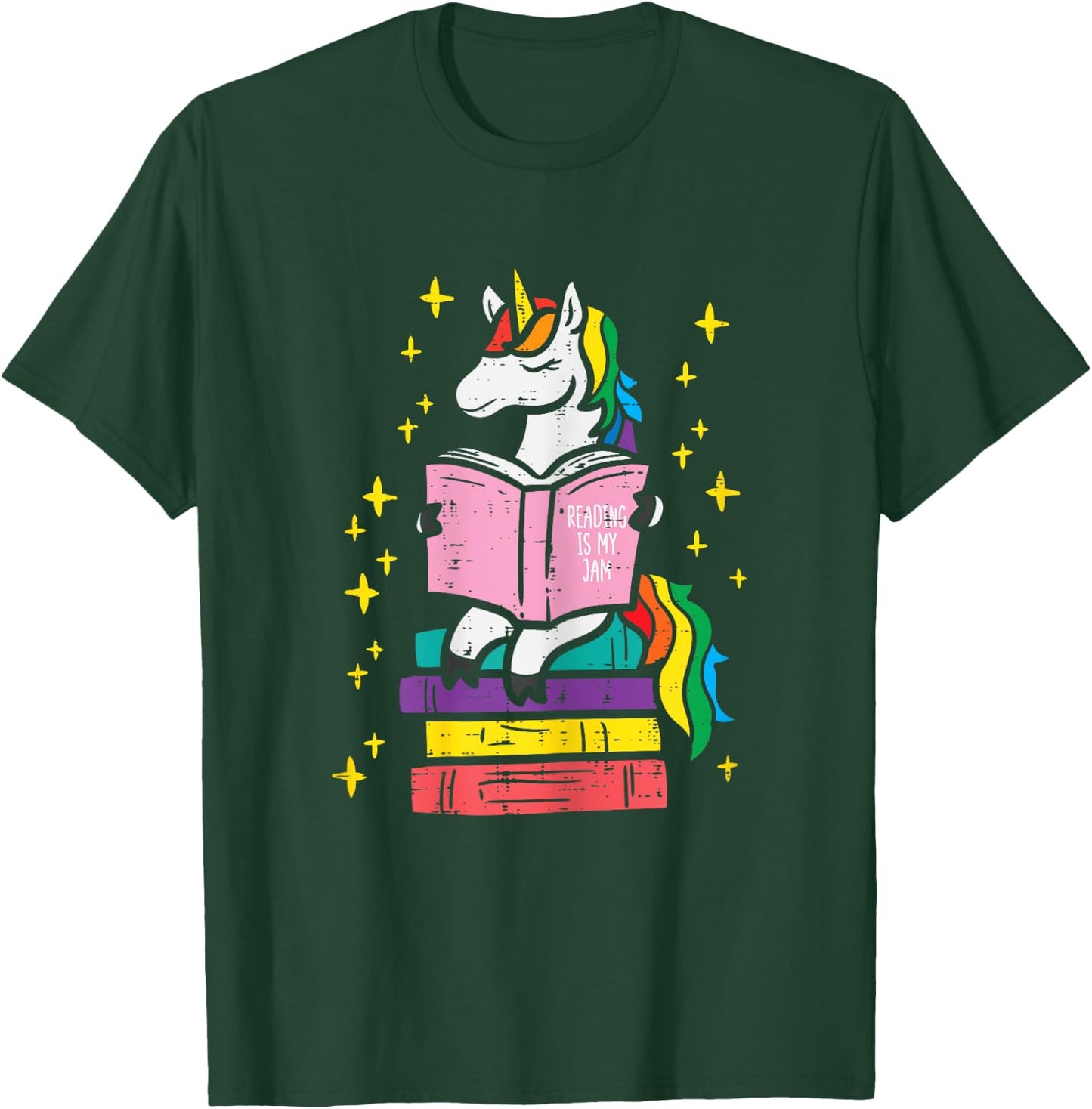 Reading Unicorn Cute Book Lover Bookworm Women Girls T-Shirt - T-Shirt | Forest