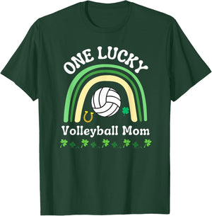 Volleyball Mom St Patrick's Day Irish Shamrock T-Shirt - T-Shirt | Forest
