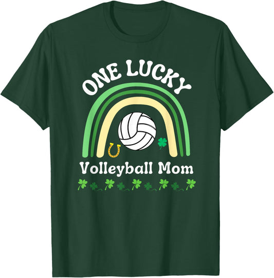 Volleyball Mom St Patrick's Day Irish Shamrock T-Shirt - T-Shirt | Forest