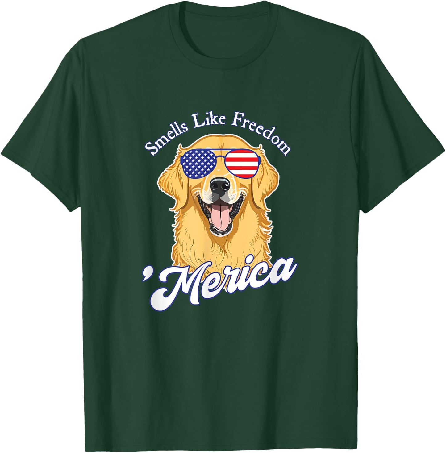 Golden Retriever American Flag Patriotic 4th of July Vintage Men T-Shirt - T-Shirt | Forest