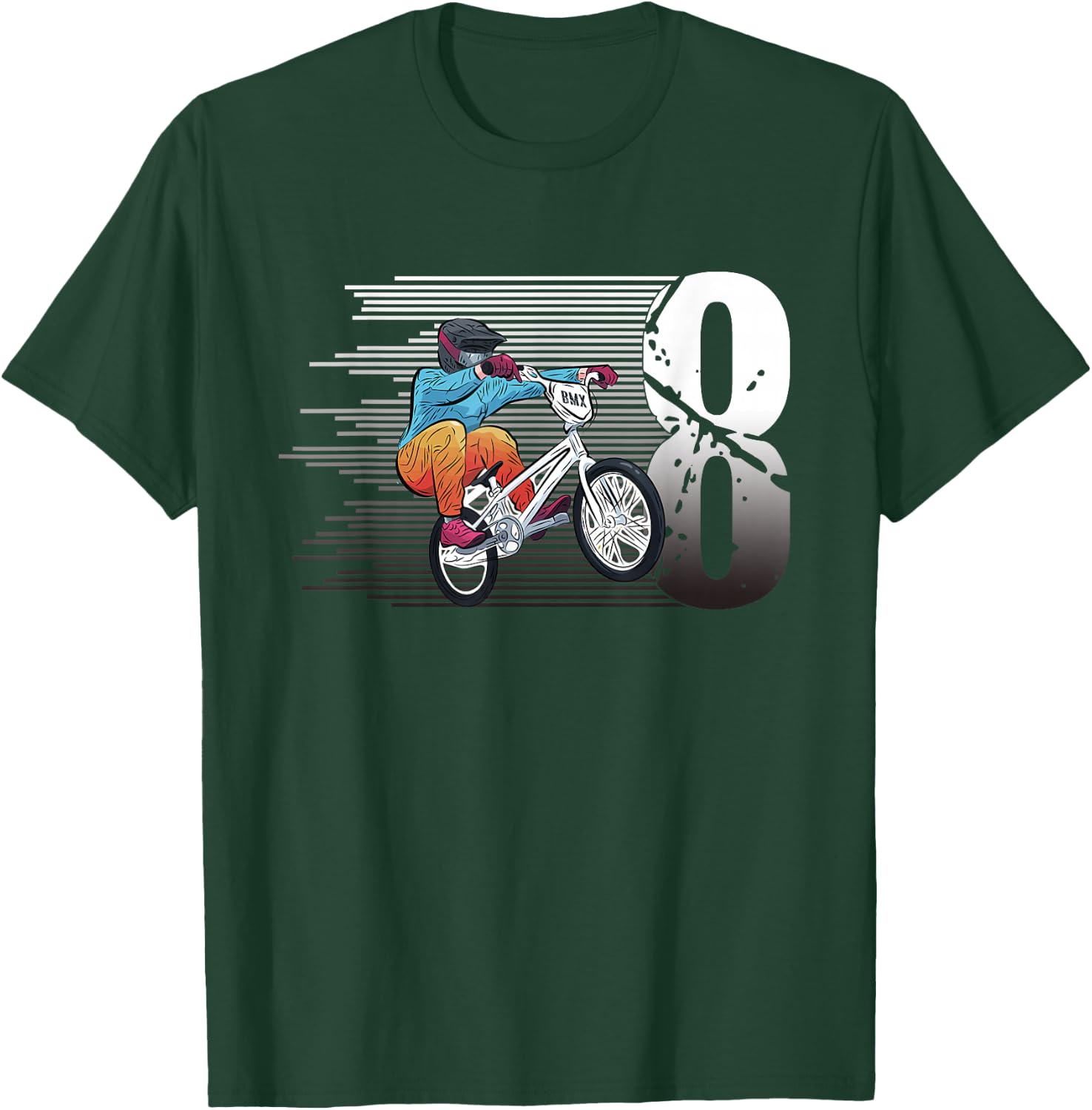 8 Year Old BMX 8th Birthday Gift, Party BMX Boys Dirt Biking T-Shirt - T-Shirt | Forest