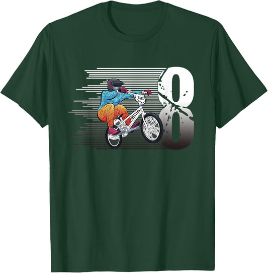 8 Year Old BMX 8th Birthday Gift, Party BMX Boys Dirt Biking T-Shirt - T-Shirt | Forest