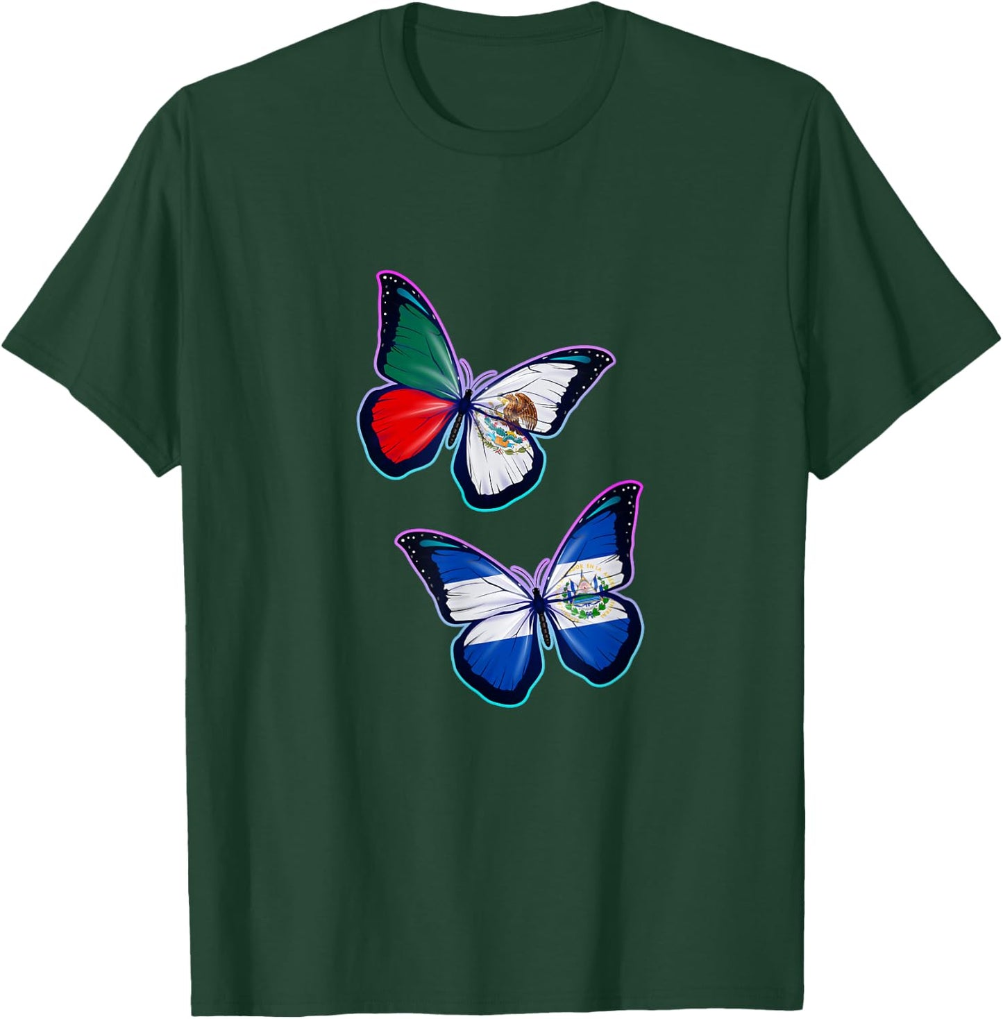 El Salvador and Mexico bicultural roots. Butterfly version T-Shirt - T-Shirt | Forest