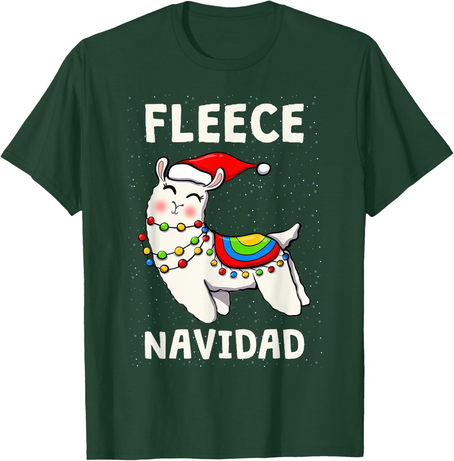 Cute Fleece Navidad Llama Christmas Xmas Men Women Kids T-Shirt - T-Shirt | Forest