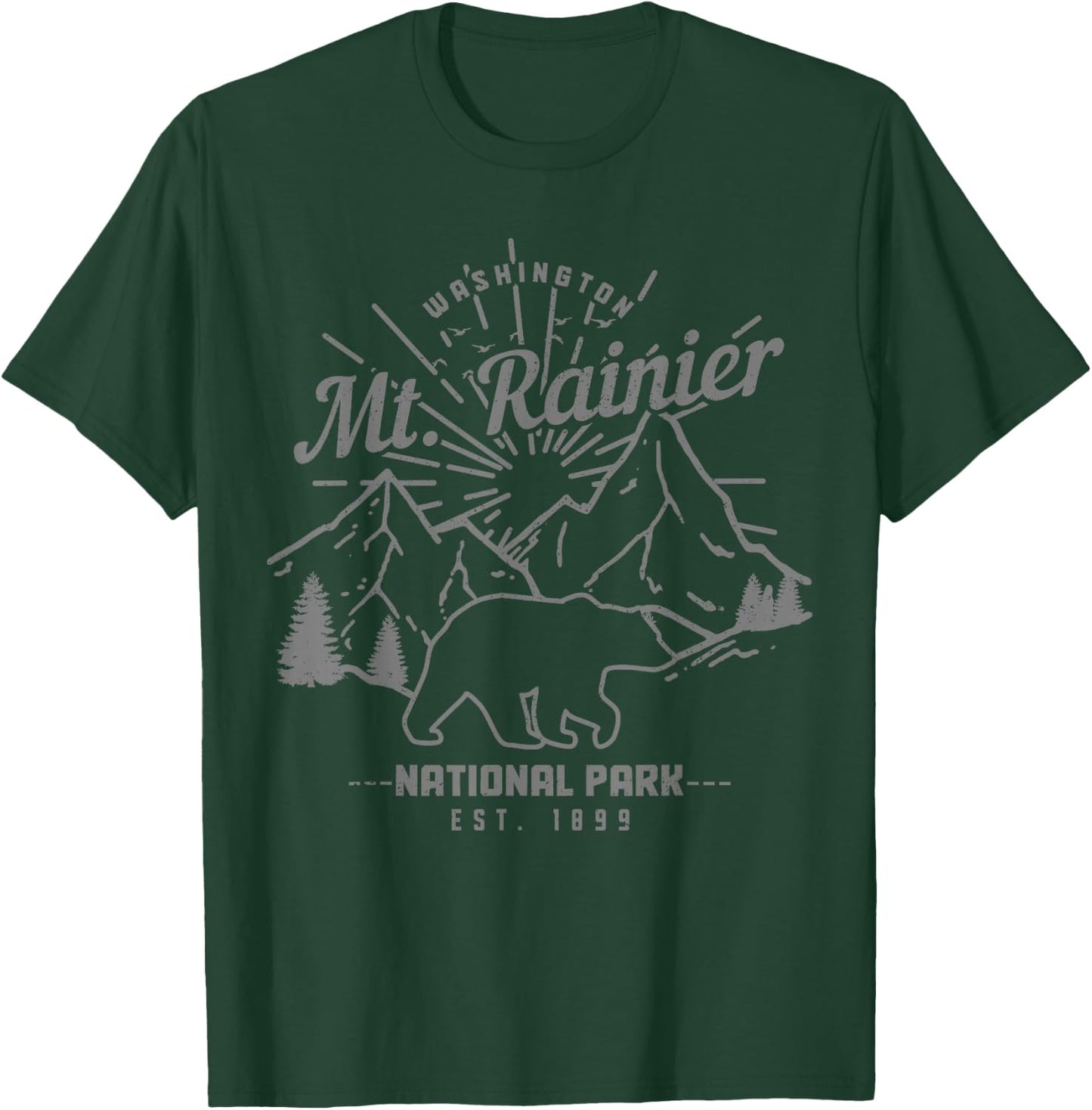 Mt. Rainier Washington Vintage Mountain National Park PNW T-Shirt - T-Shirt | Forest