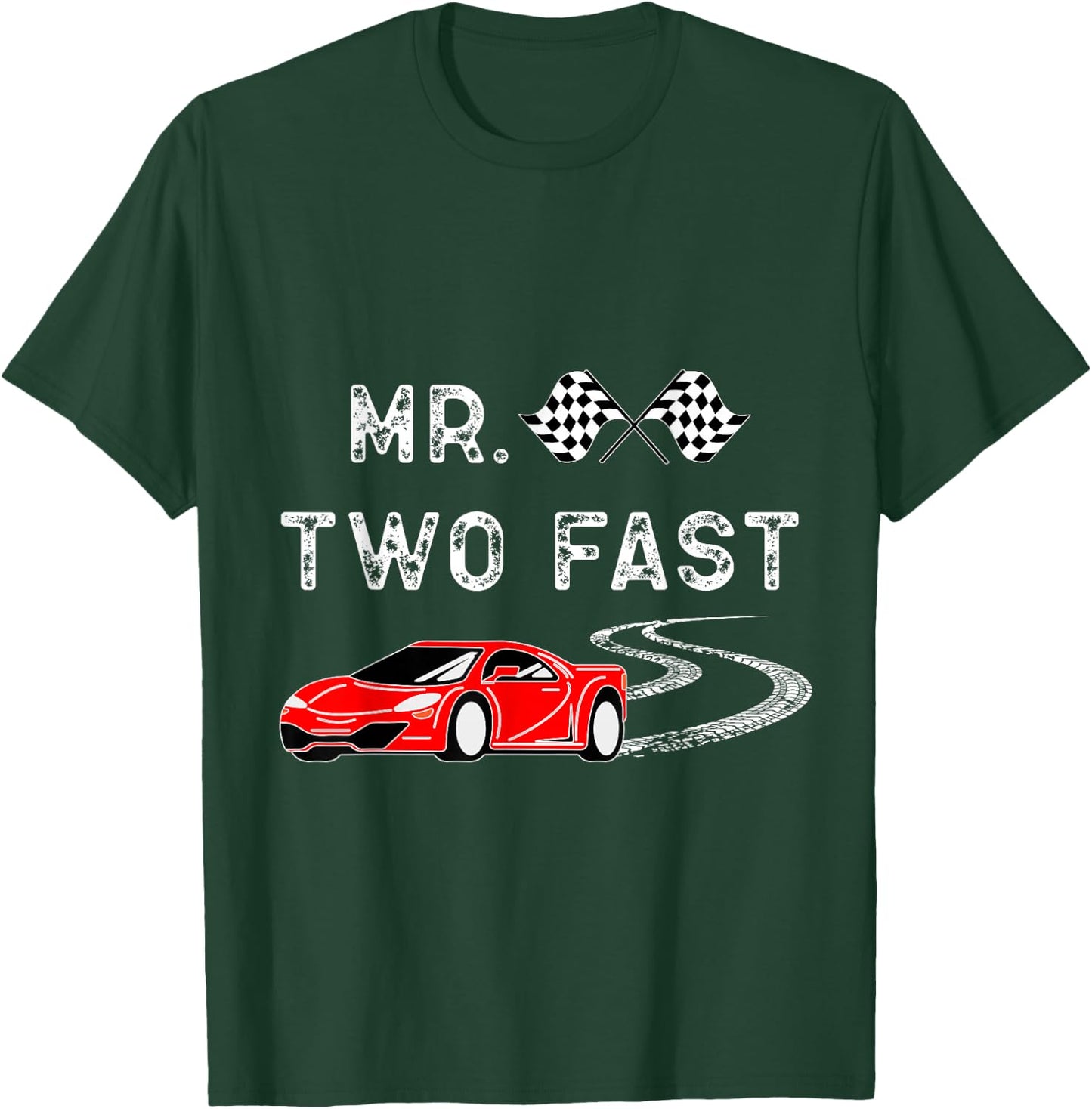 Boy Second Birthday Racer Mr. Two Fast 2nd Race Car Bday T-Shirt - T-Shirt | Forest