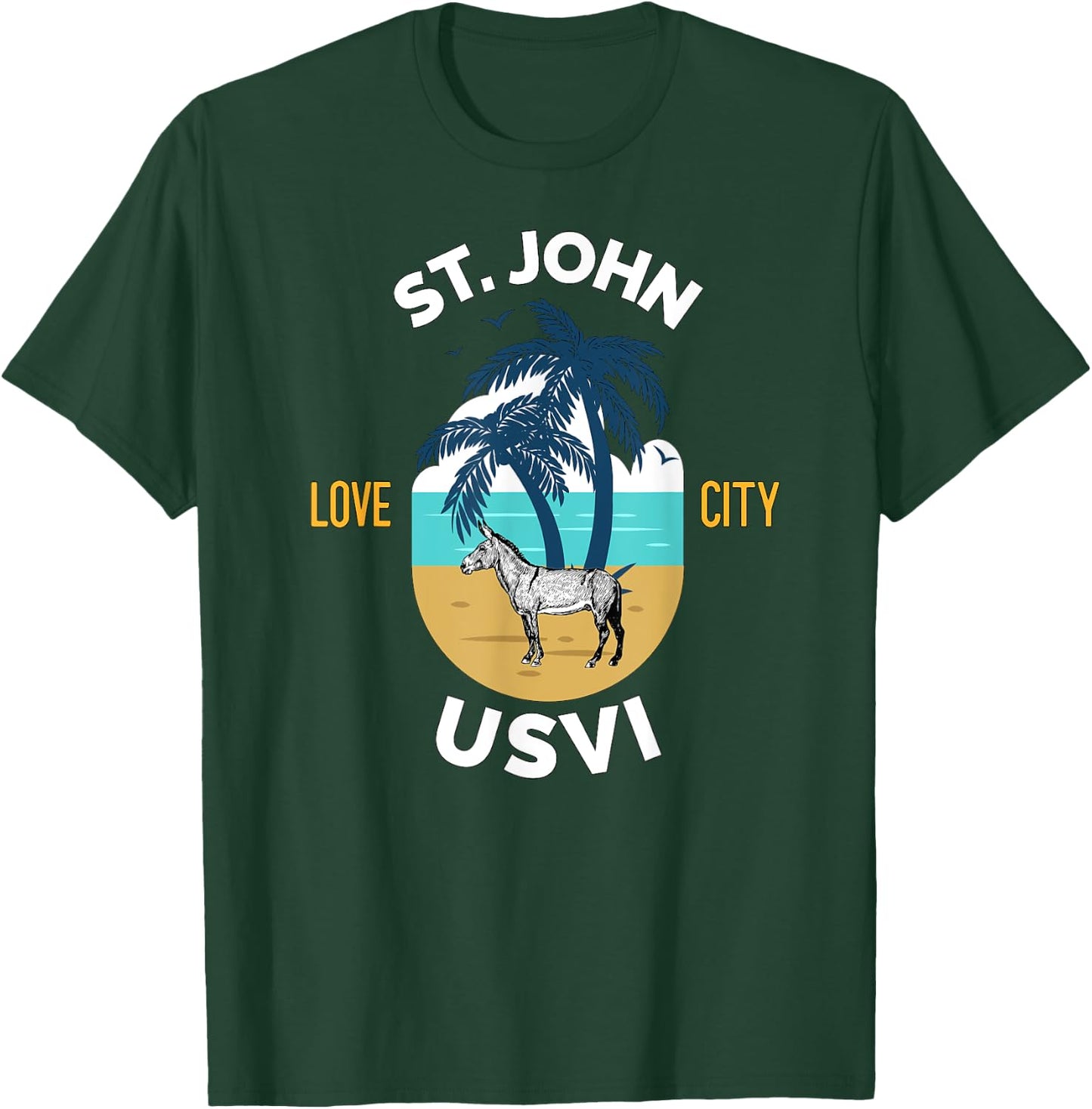 St. John US Virgin Islands Wild Donkey on the Beach Men Women T-Shirt - T-Shirt | Forest