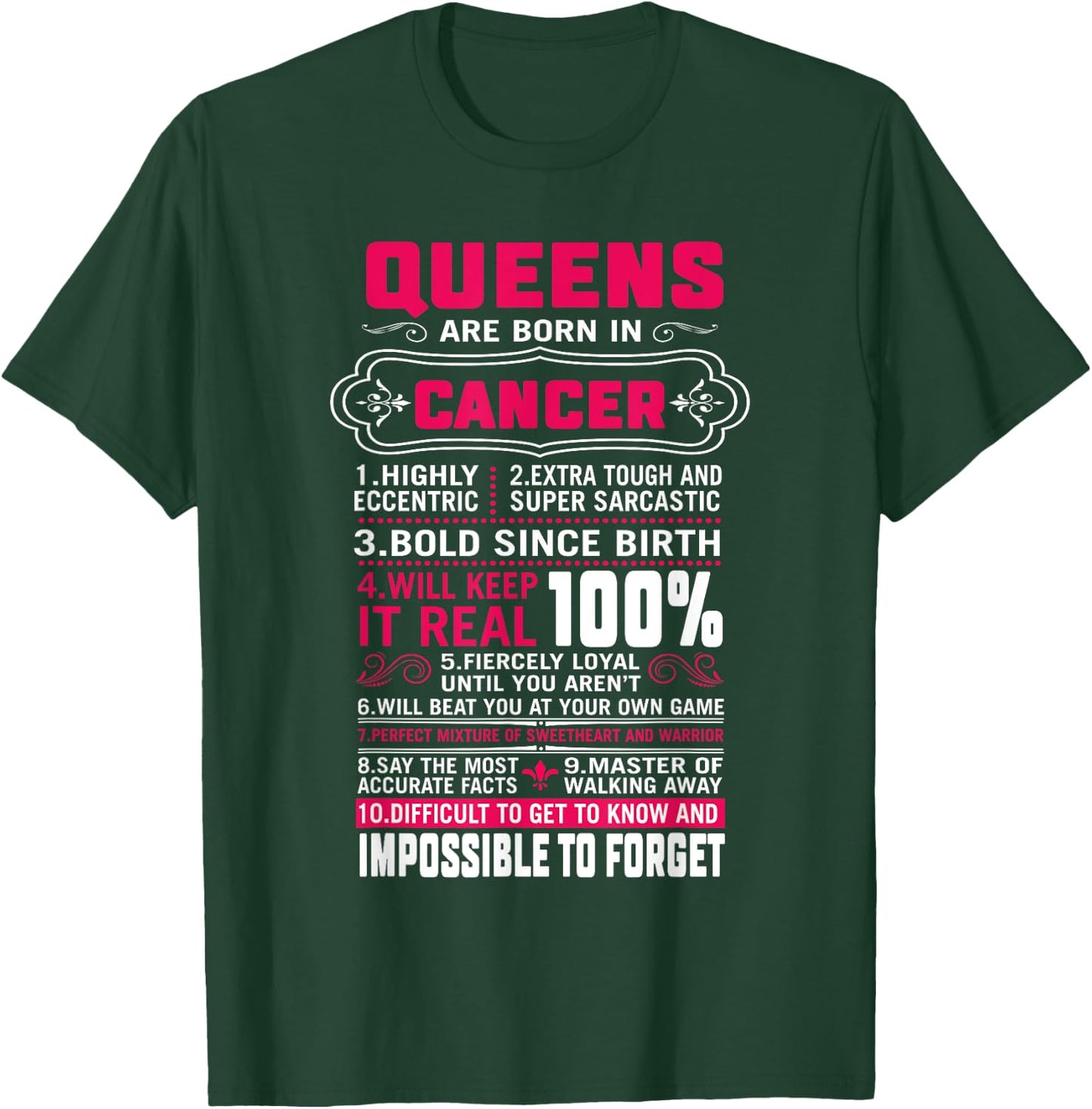 Queens Are Born In Cancer Women June July Birthday T-Shirt - T-Shirt | Forest