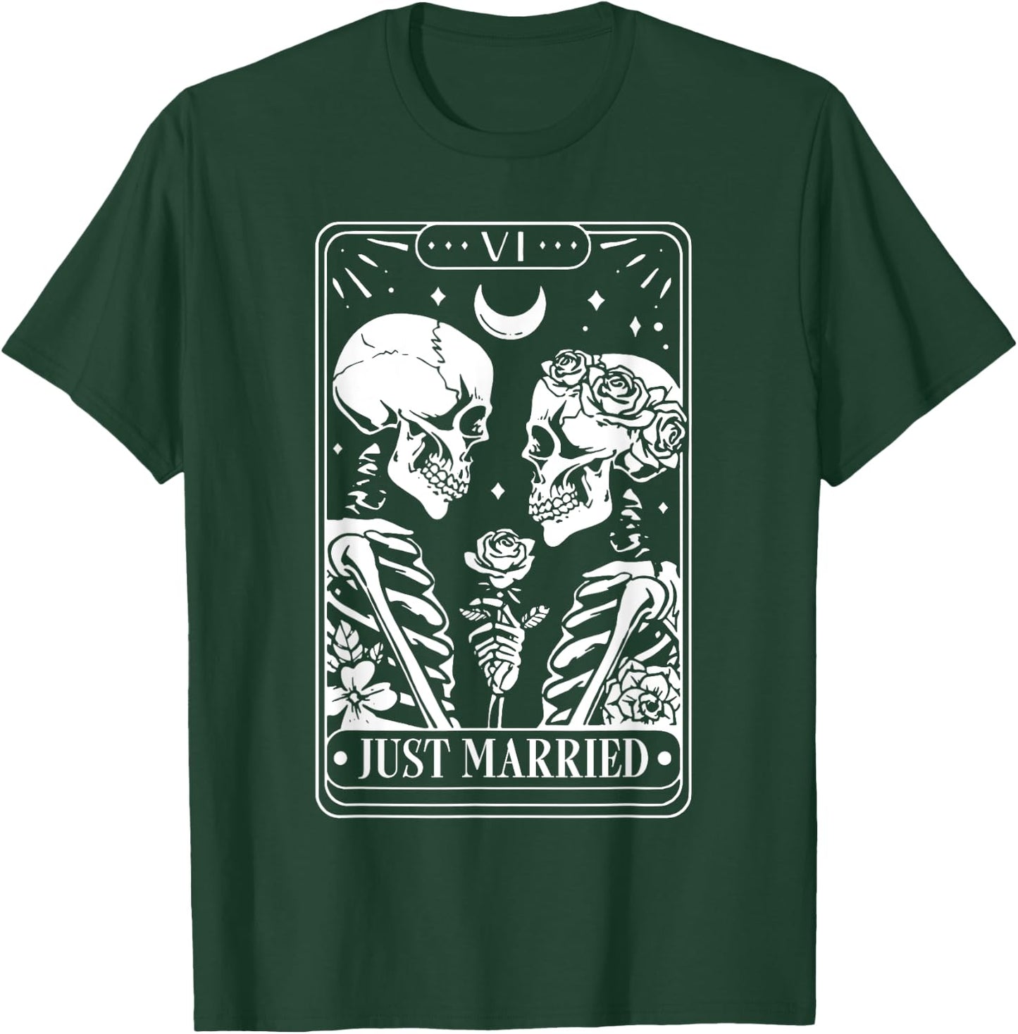 Just Married The Lovers Skeleton Couple Matching Halloween T-Shirt - T-Shirt | Forest