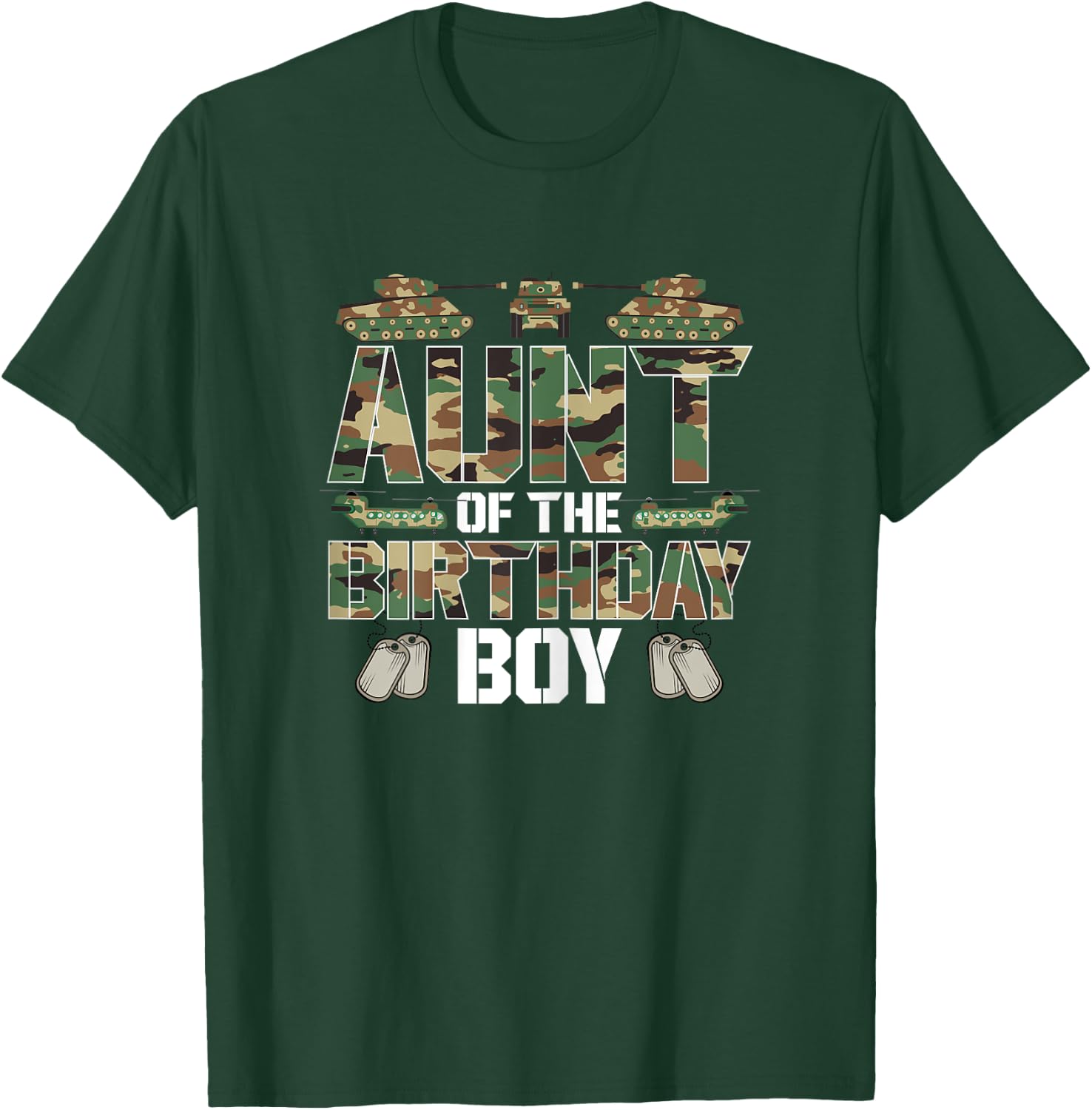 Aunt Of The Birthday Boy Military Matching Army Theme T-Shirt - T-Shirt | Forest