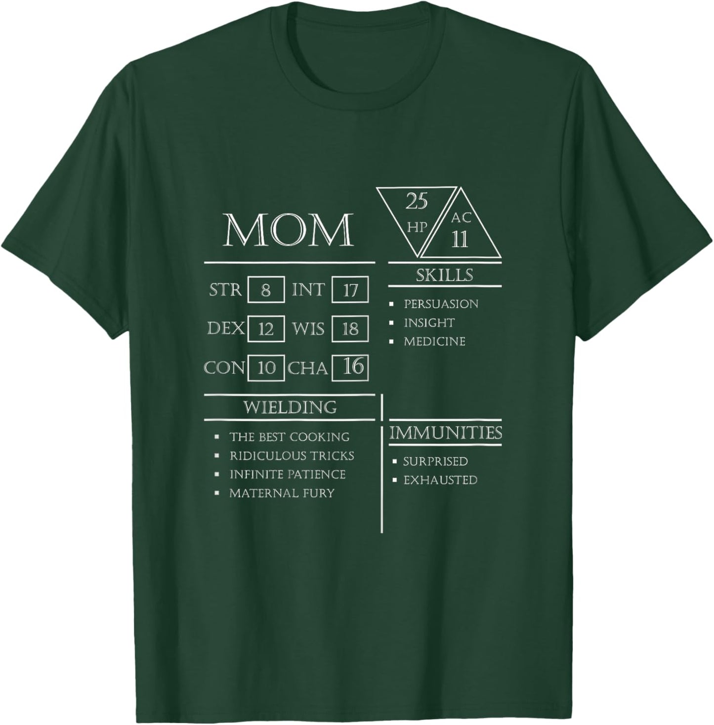 Roleplaying Dice Gamer Dragon Mom Stat Skills Wielding T-Shirt - T-Shirt | Forest