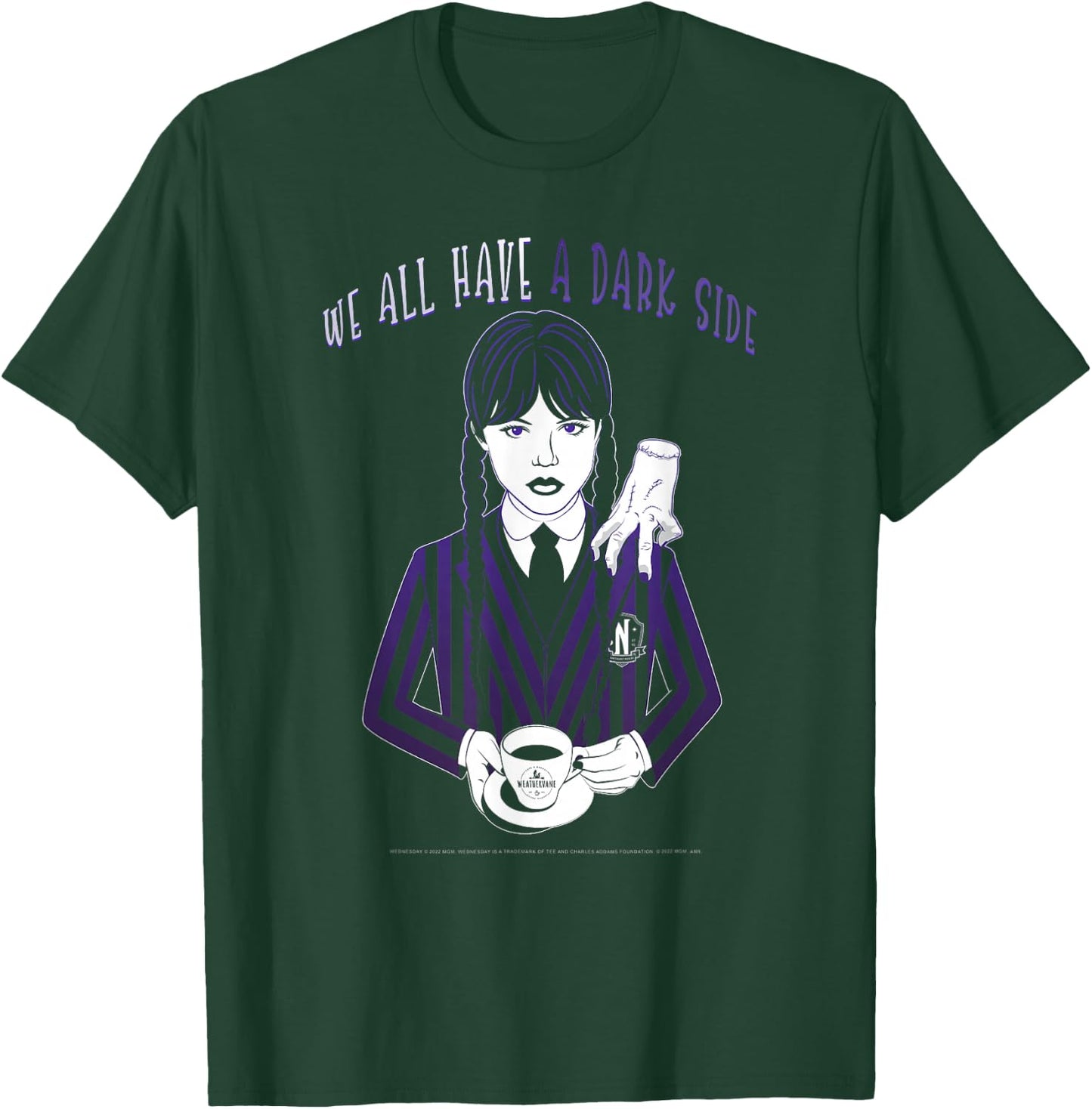 Wednesday and Thing We All Have A Dark Side Quote T-Shirt - T-Shirt | Forest