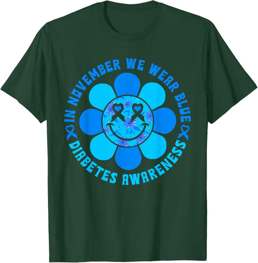In November We Wear Blue T1D Type 1 Diabetes Awareness T-Shirt - T-Shirt | Forest