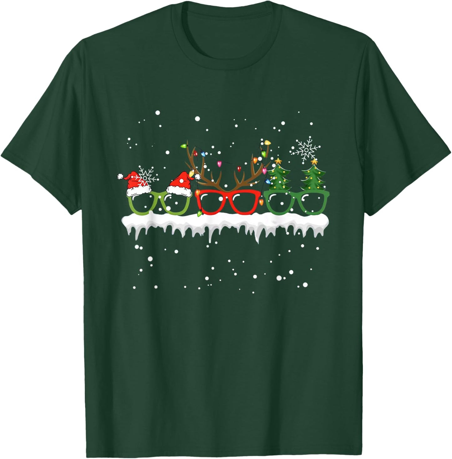 Optometrist Christmas Tree Glasses Costume Santa Optometry T-Shirt - T-Shirt | Forest