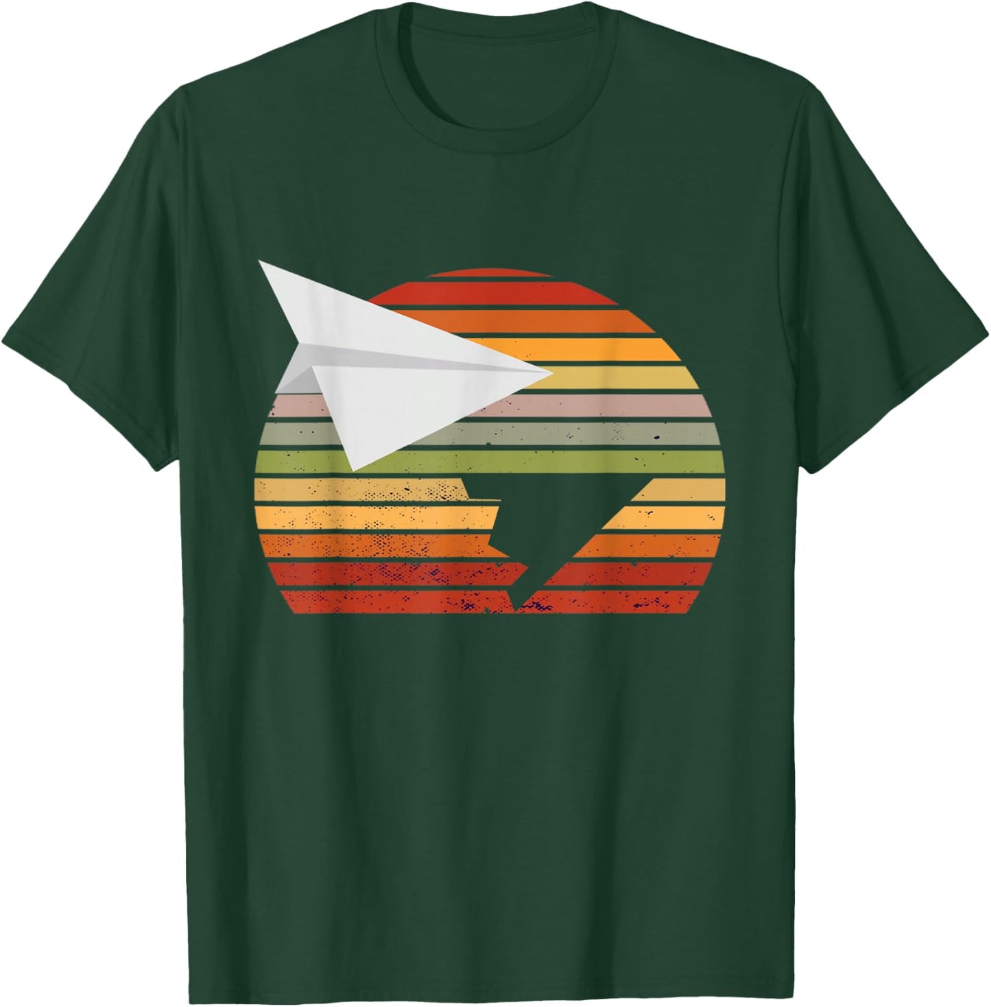 Retro Vintage Paper Airplane Aircraft Paper Plane Aviation T-Shirt - T-Shirt | Forest