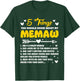 5 Things You Should Know About My Memaw Funny Grandma T-Shirt - T-Shirt | Forest