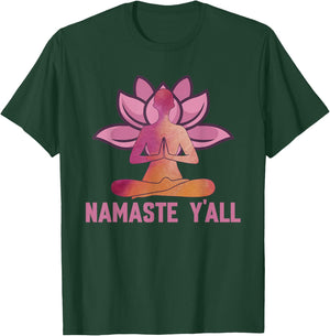 Namaste Y'all - Meditation & Yoga Lotus Flower Positivity T-Shirt - T-Shirt | Forest