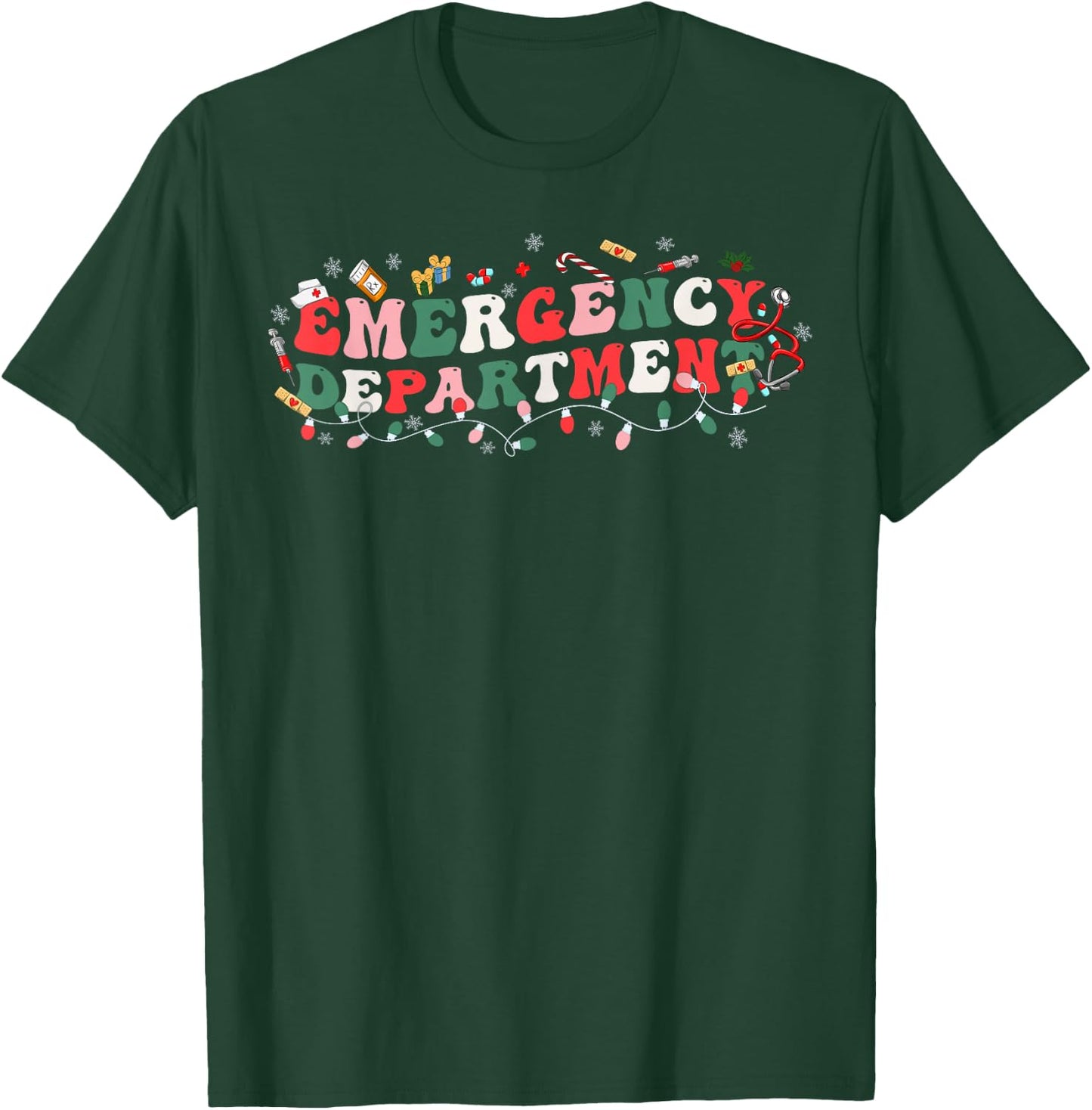 Emergency Department ER Nurse Christmas Ed Nurse Tech T-Shirt - T-Shirt | Forest