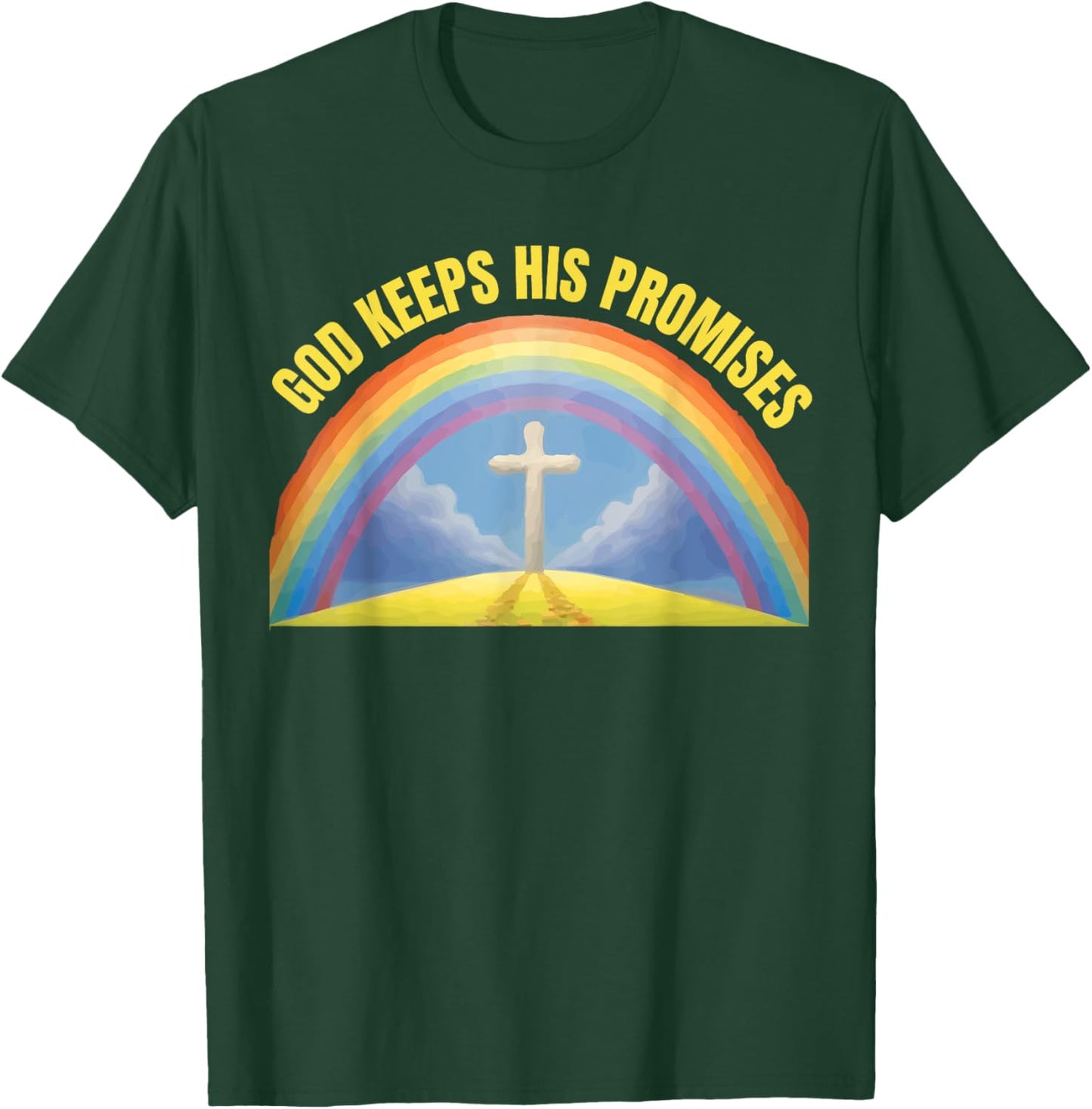 Christian Religious Faith Rainbow God Keeps His Promises T-Shirt - T-Shirt | Forest