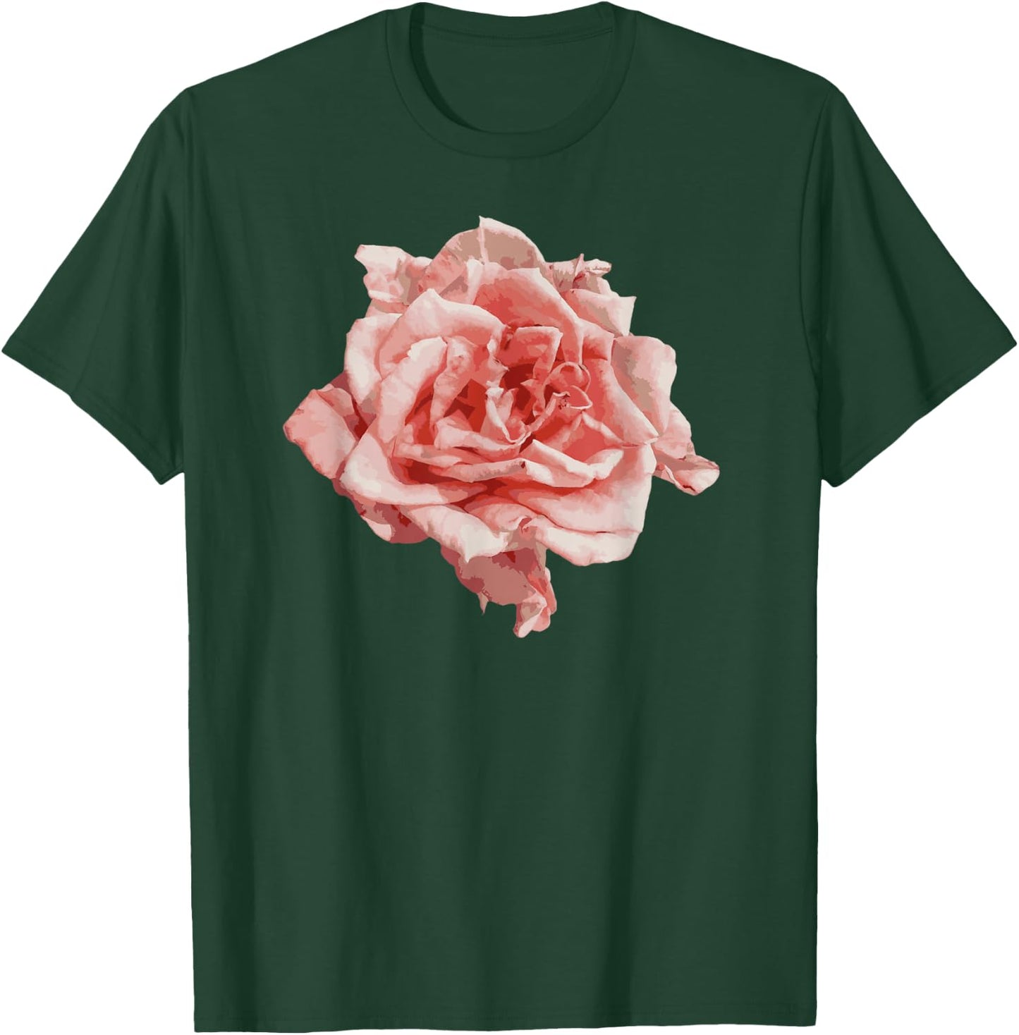 Single Pink Rose Flower Design , Girls, Teens T-Shirt - T-Shirt | Forest
