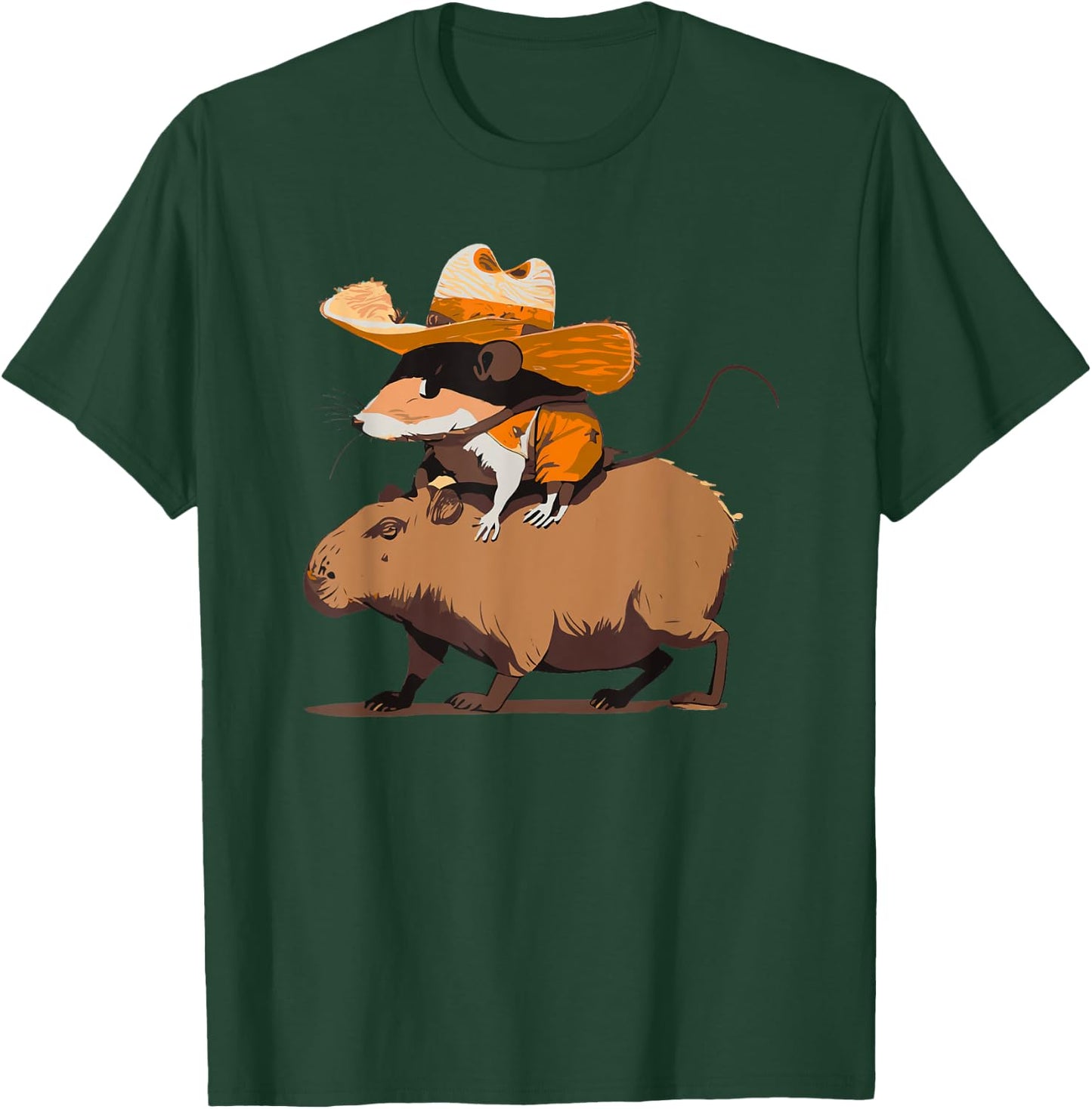 Funny Capybara Cowboy Cowgirl Rodent Mouse Western Country T-Shirt - T-Shirt | Forest
