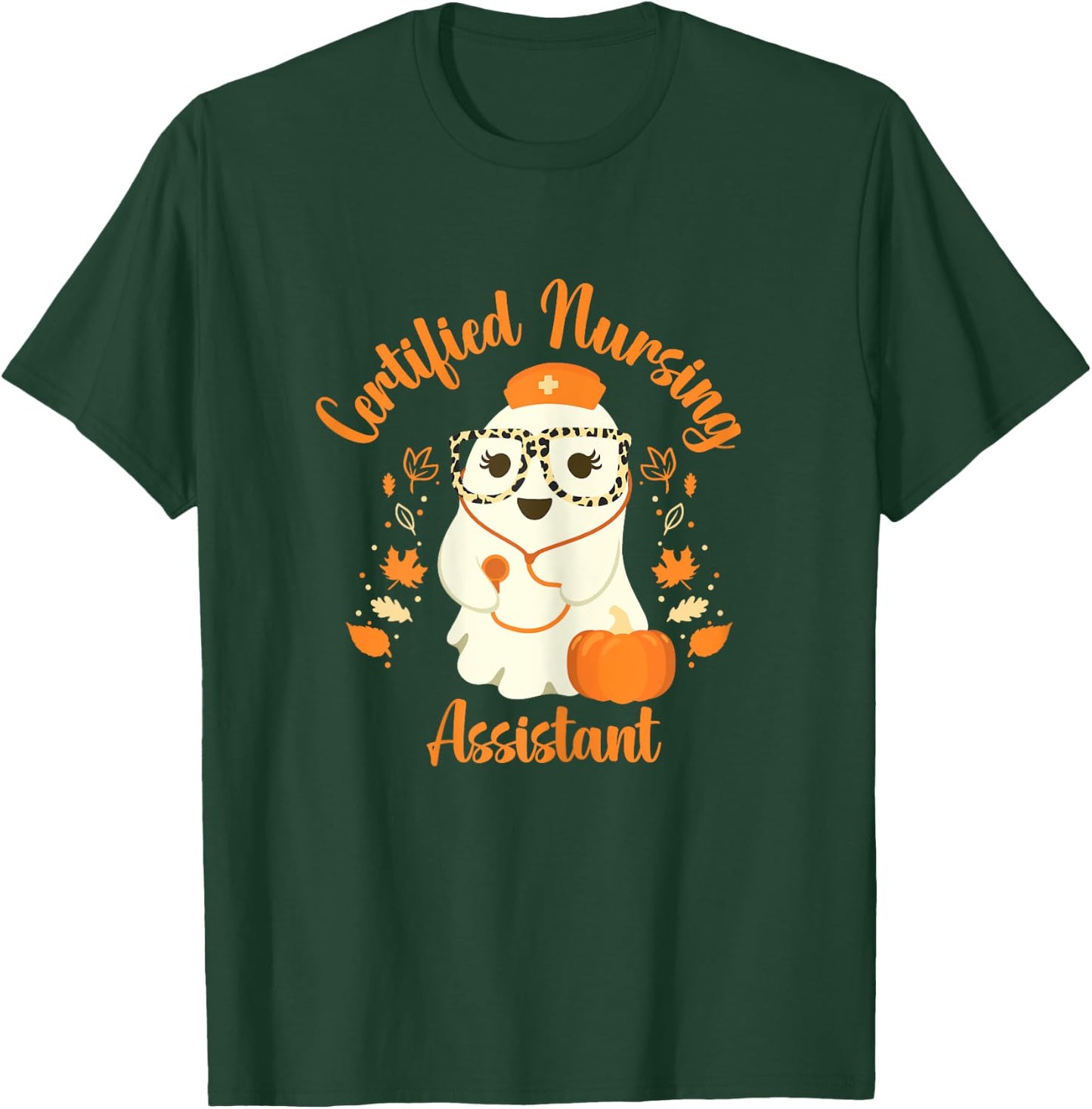 Certified Nursing Assistant CNA Ghost Halloween Nurse T-Shirt - T-Shirt | Forest