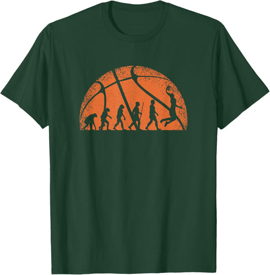 Funny Vintage Basketball Evolution Basketball Lover Men Boys T-Shirt - T-Shirt | Forest